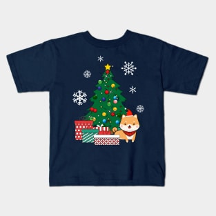 Shiba Inu Around The Christmas Tree Kids T-Shirt